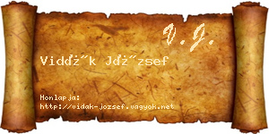 Vidák József névjegykártya